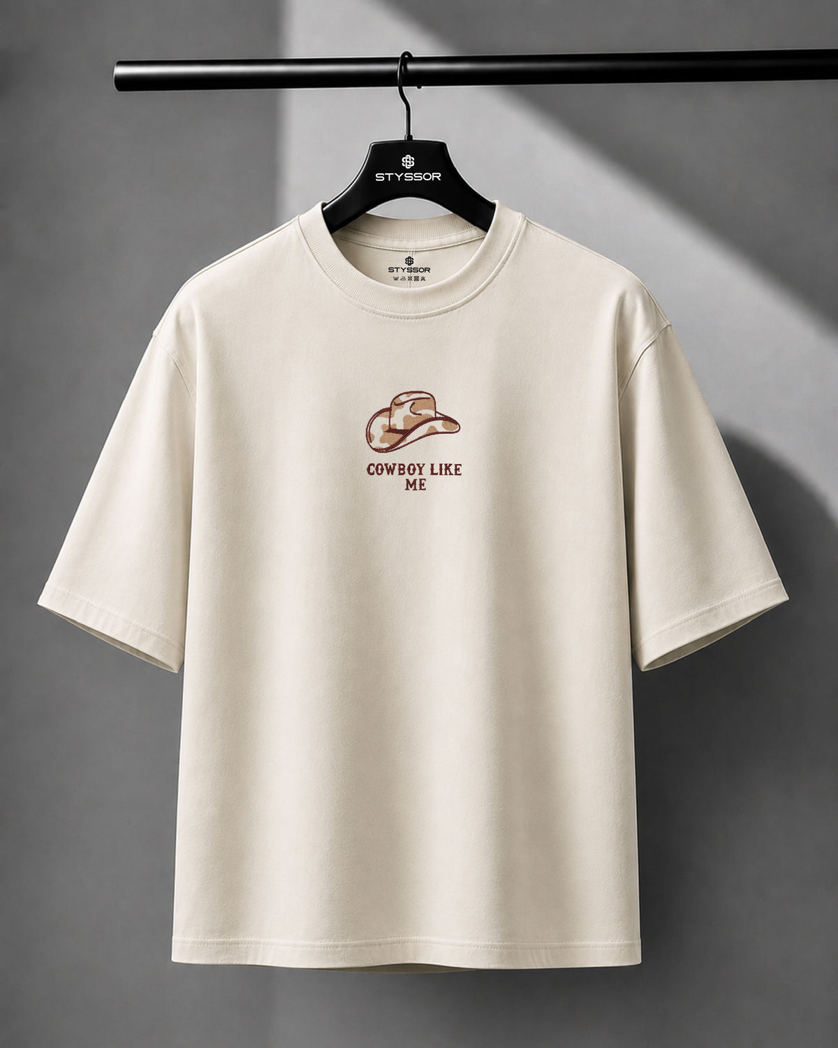 Cowboy Hat Embroidery Off-White Oversized T-Shirt