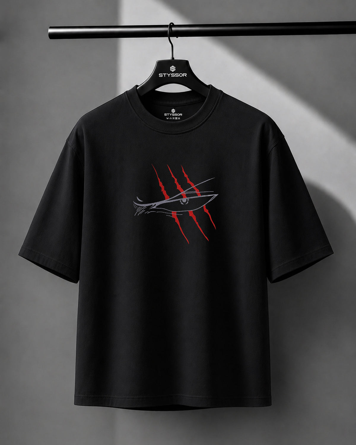 Shanks Embroidery Black Oversized T-Shirt
