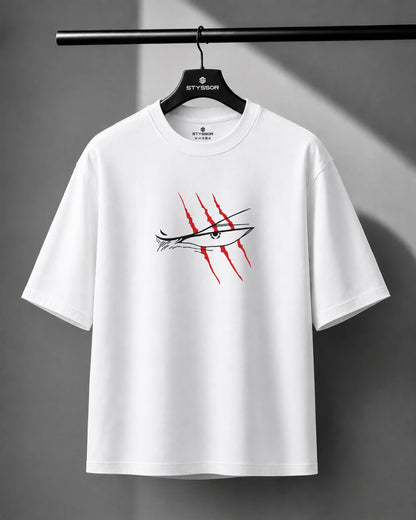 Shanks Embroidery White Oversized T-Shirt