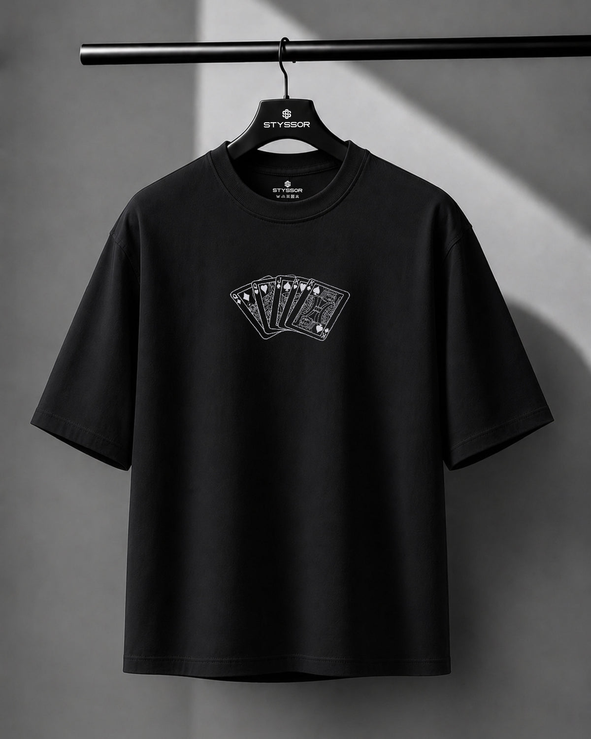 Playing Card Embroidery Oversized T-Shirt