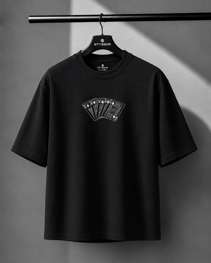 Playing Card Embroidery Oversized T-Shirt