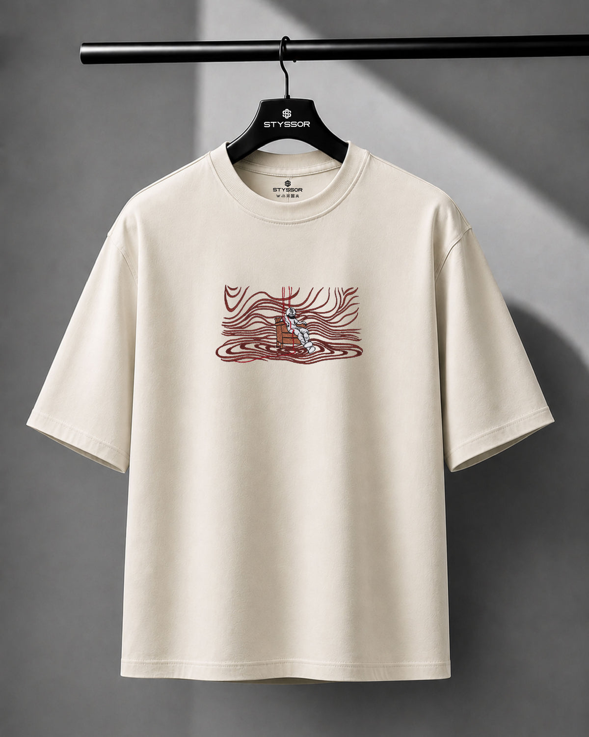 Simulation Reality Embroidery Off-White Oversized T-Shirt