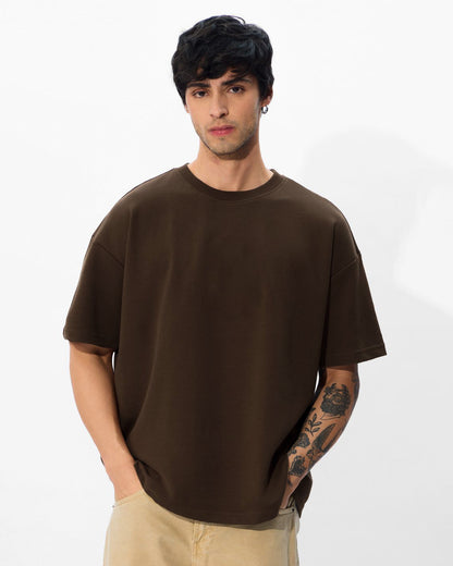 Brown Oversized Round Neck T-shirt