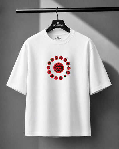 The Sharingan Embroidery White Oversized T-Shirt