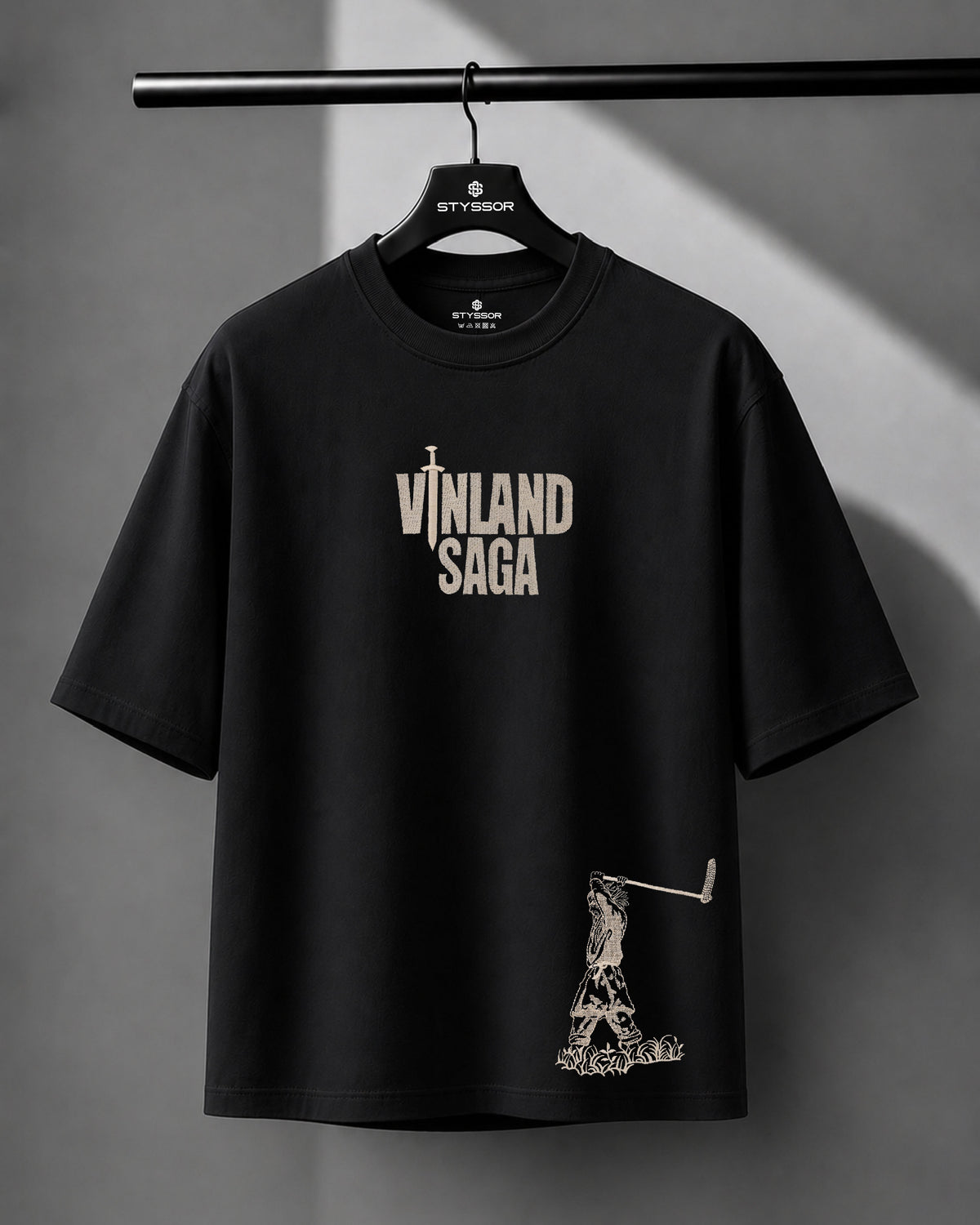 Vinland Saga Embroidery Black Oversized T-Shirt