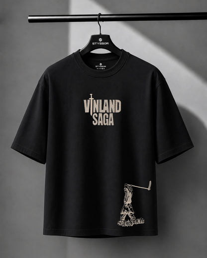 Vinland Saga Embroidery Black Oversized T-Shirt
