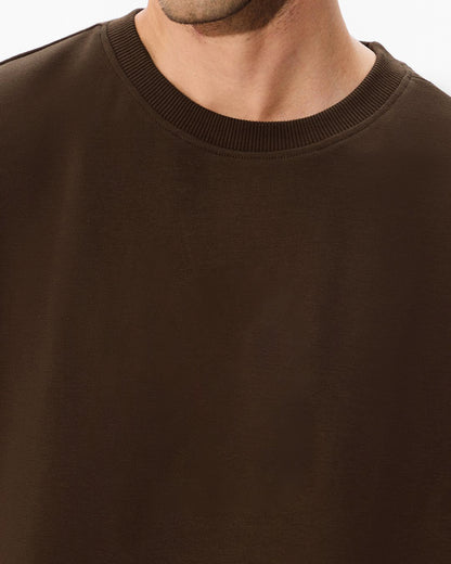 Brown Oversized Round Neck T-shirt