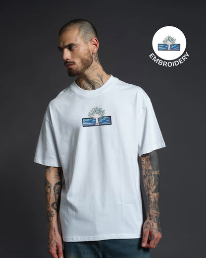 Attack on Titan Embroidery White Oversized T-Shirt