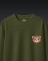Baby Lion Wildlife Embroidery Oversized green T-Shirt
