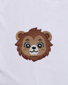 Baby Lion Wildlife Embroidery Oversized White T-Shirt