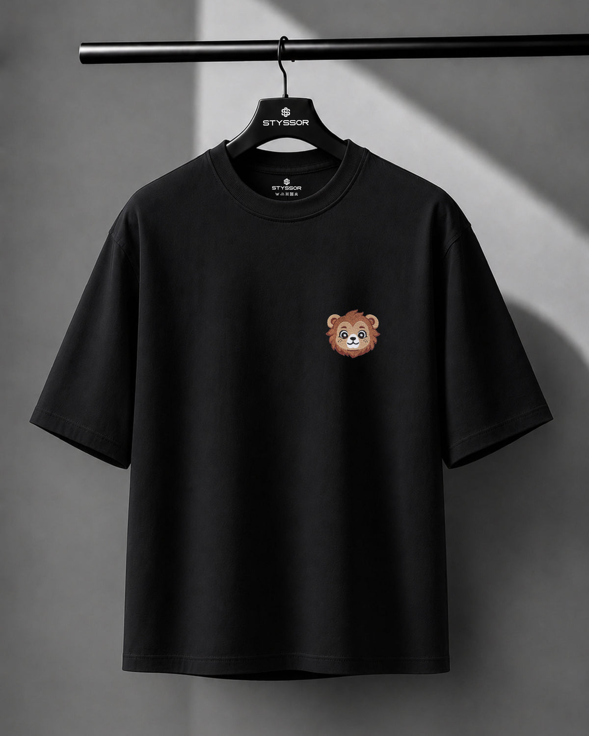 Baby Lion Wildlife Embroidery Oversized T-Shirt