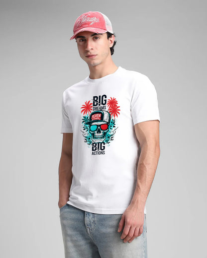 Big Dreams White Printed T-shirt