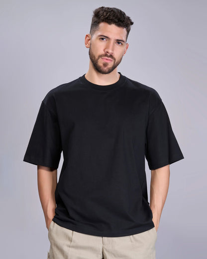 Black Oversized Round Neck T-shirt