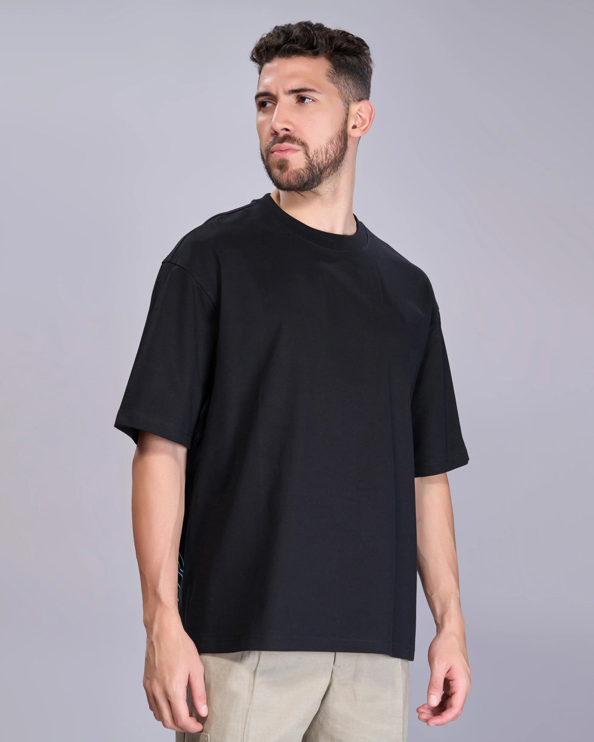 Black Oversized Round Neck T-shirt