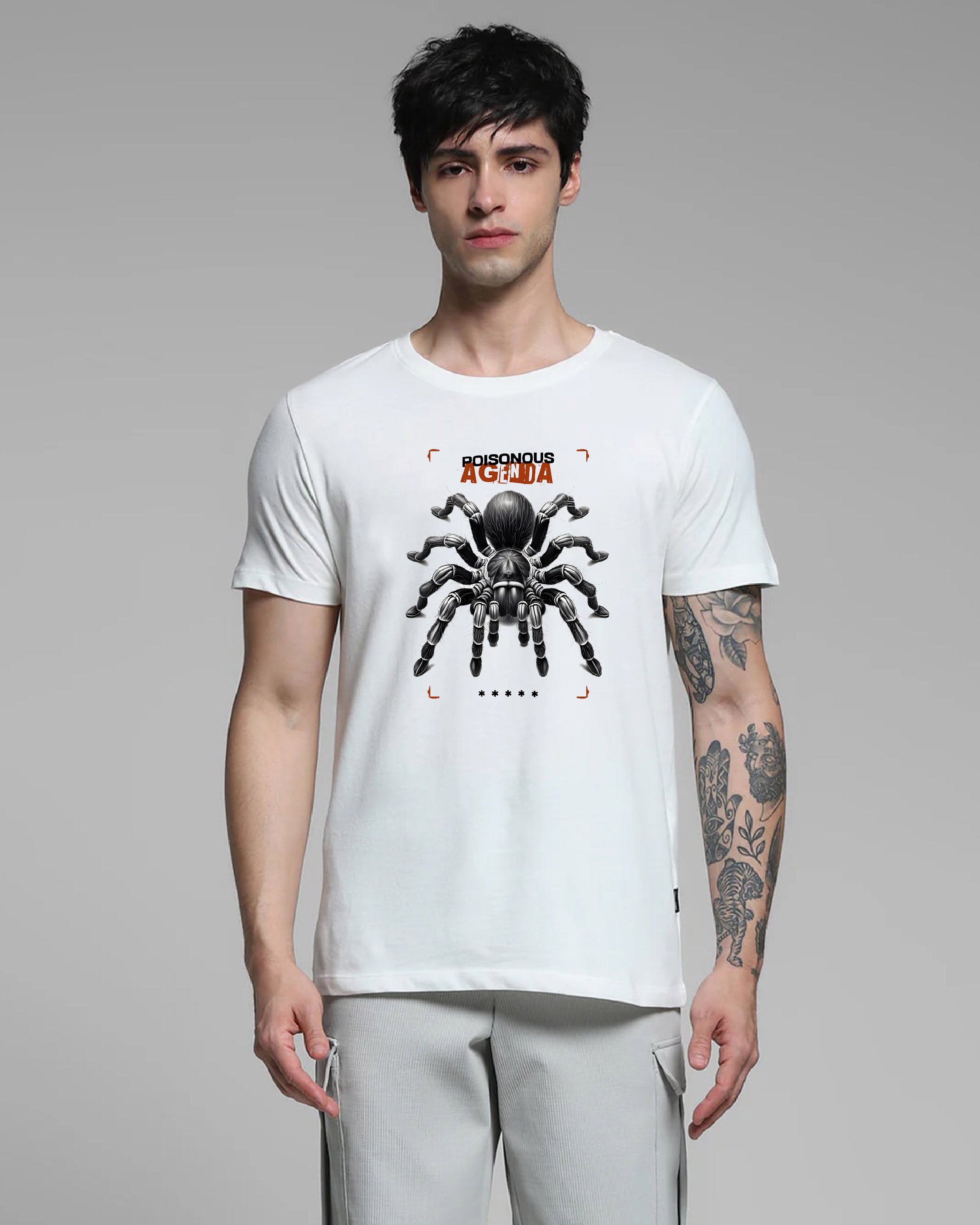 Black Tarantula White Printed T-shirt Order Now!