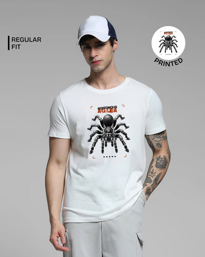 Black Tarantula White Printed T-shirt