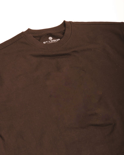 Brown Oversized Round Neck T-shirt