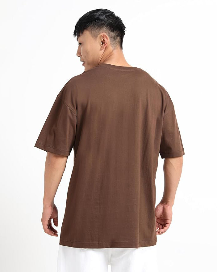 Brown Oversized Round Neck T-shirt