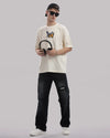Butter Fly Embroidery Off-White Oversized T-Shirt