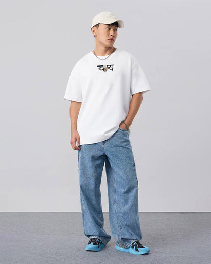 Chai Embroidery White Oversized T-Shirt2