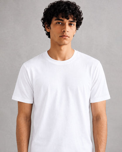 White Cotton Plain T-Shirt