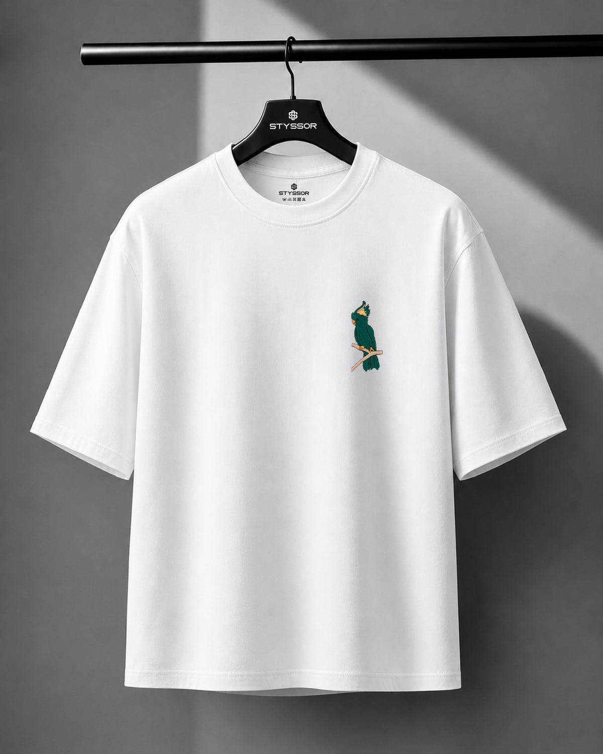 Cockatoo Wildlife Embroidery Oversized T-Shirt