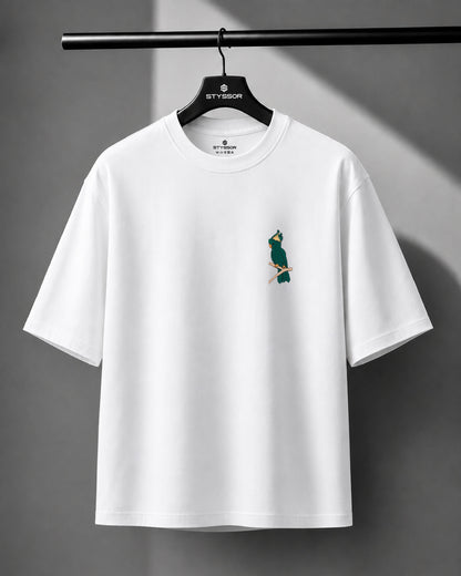 Cockatoo Wildlife Embroidery Oversized T-Shirt