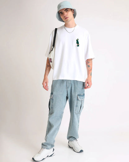 Cockatoo Wildlife Embroidery Oversized T-Shirt