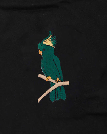 Cockatoo Wildlife Embroidery Oversized Black T-Shirt