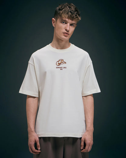 Cowboy Hat Embroidery Off-White Oversized T-Shirt 1