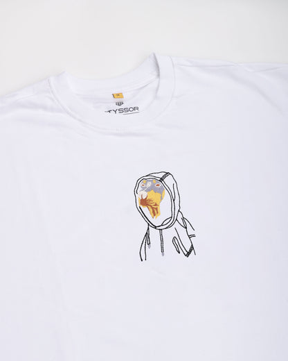 Dobermann Embroidery White Oversized T-Shirt