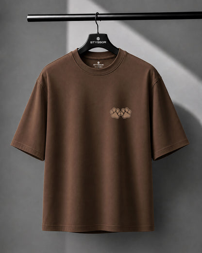 Dog Paw Wildlife Embroidery Oversized T-Shirt