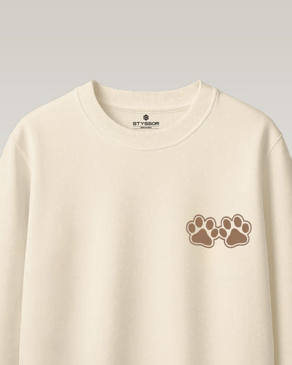 Dog Paw Wildlife Embroidery Oversized Off-White T-Shirt