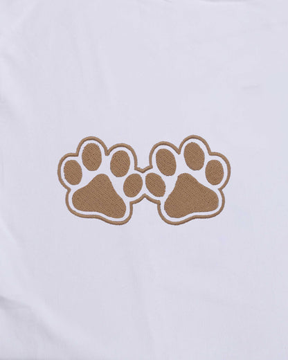 Dog Paw Wildlife Embroidery Oversized Brown T-Shirt