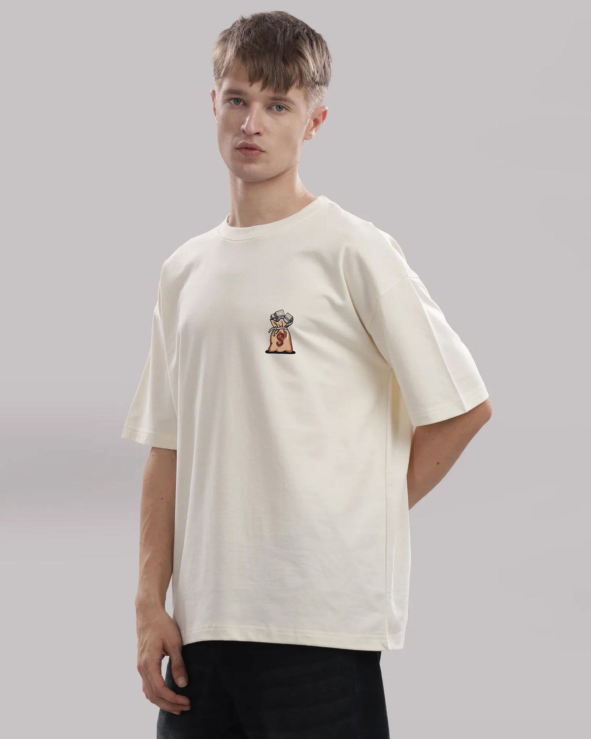Dollar Bag Embroidery Oversized T-Shirt