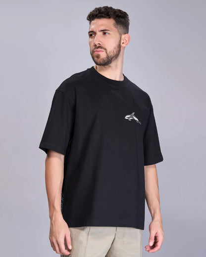 Dolphin Wildlife Embroidery Oversized T-Shirt