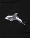 Dolphin Wildlife Embroidery Oversized Black T-Shirt