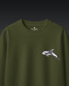 Dolphin Wildlife Embroidery Oversized GreenT-Shirt