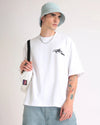Dolphin Wildlife Embroidery Oversized White T-Shirt