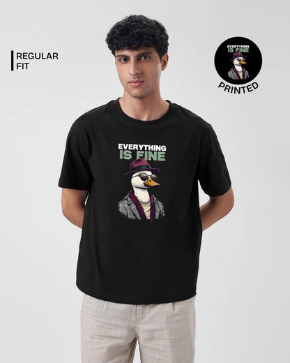 Everything is fine Black Printed T-shirt web