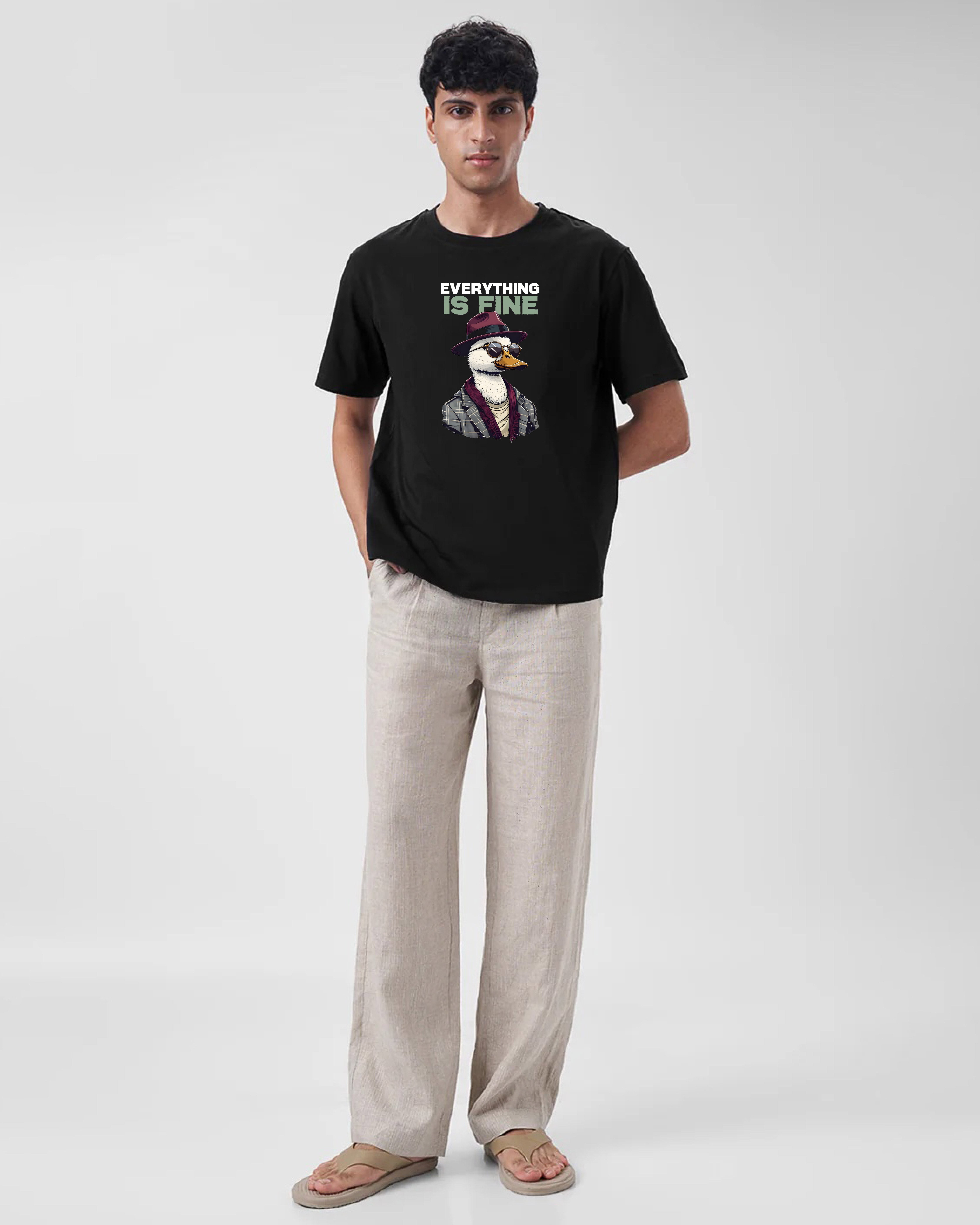 Shop Everything is fine Black Printed T-shirt