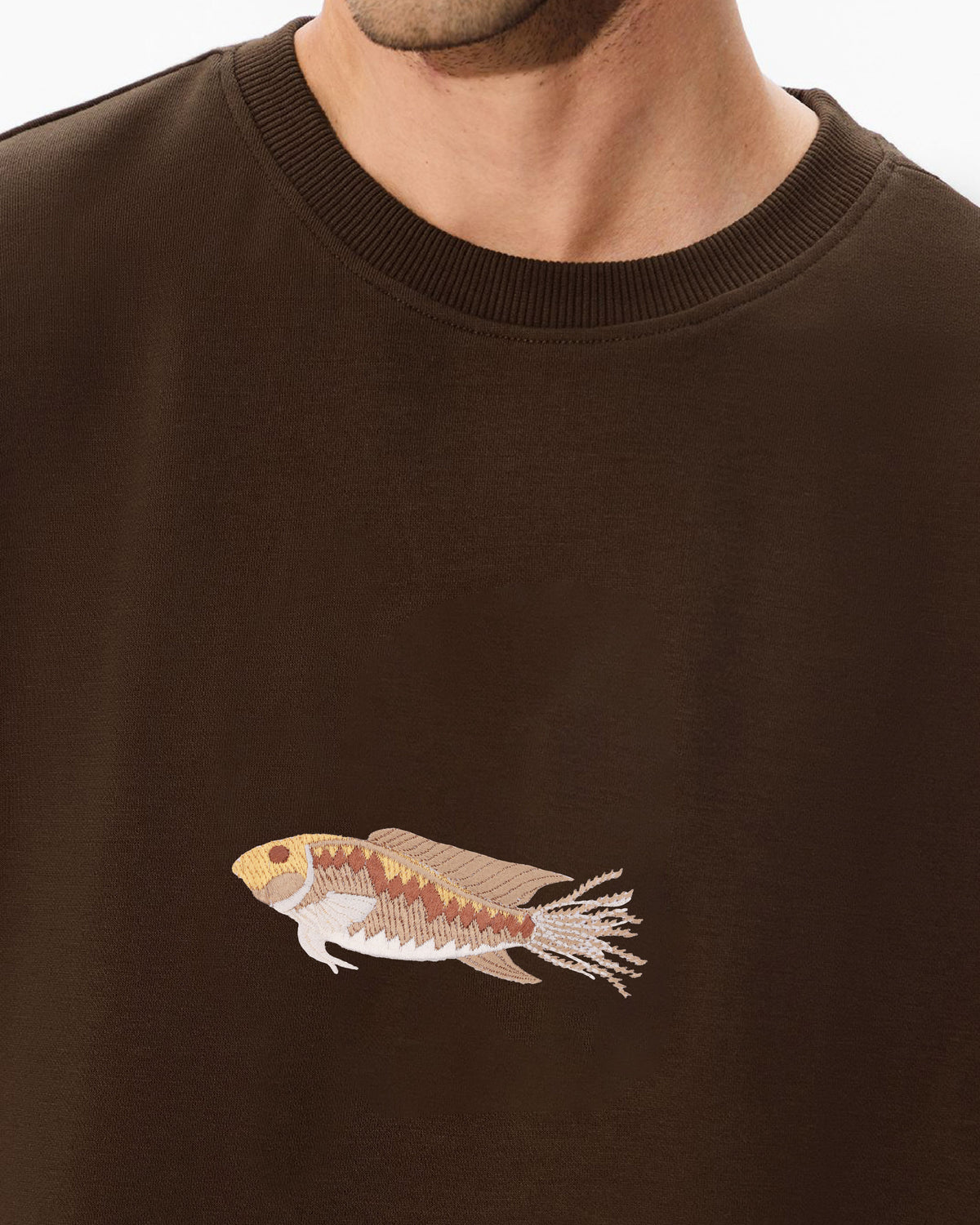 Fish Wildlife Embroidery Oversized T-Shirt