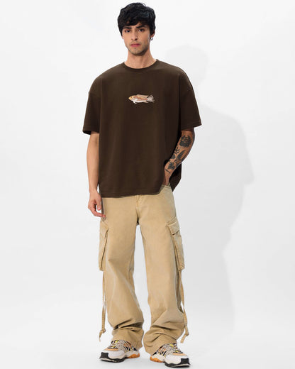 Fish Wildlife Embroidery Oversized T-Shirt