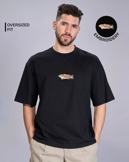 Fish Wildlife Embroidery Oversized T-Shirt