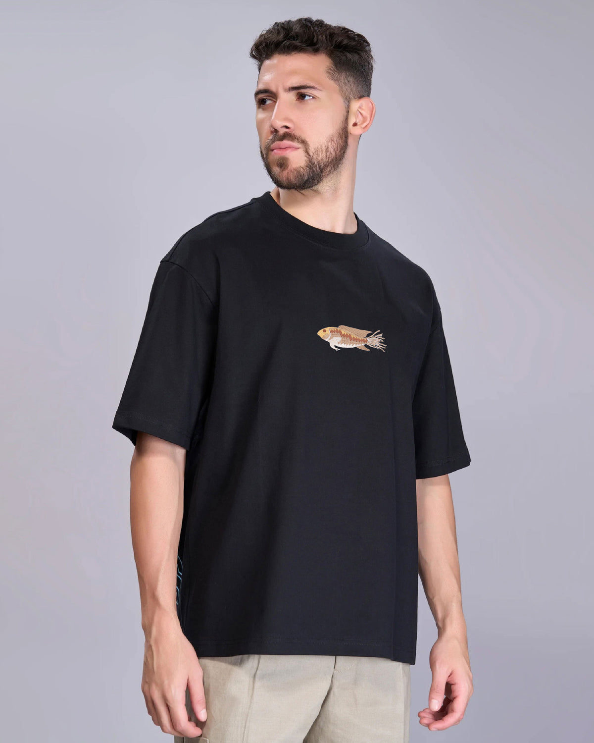 Fish Wildlife Embroidery Oversized T-Shirt