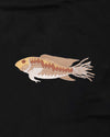 Fish Wildlife Embroidery Oversized Black T-Shirt
