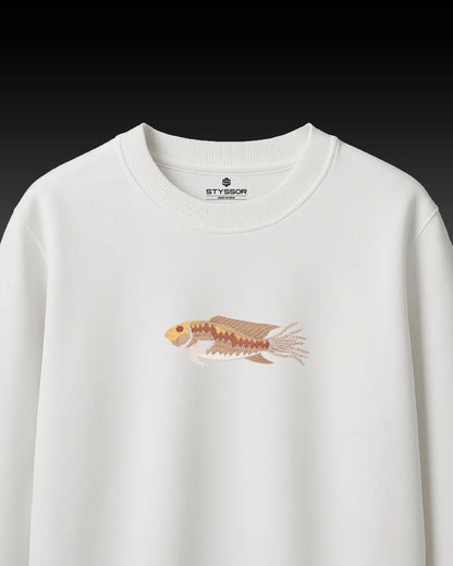 Fish Wildlife Embroidery Oversized White T-Shirt