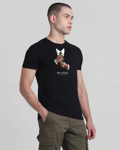 Shop Gangsta Hand Black Printed T-shirt