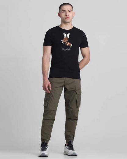 Gangsta Hand Black Printed T-shirt Order Now!