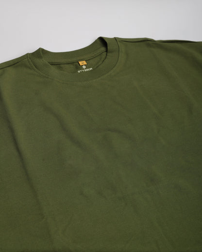 Olive Green Oversized Round Neck T-shirt